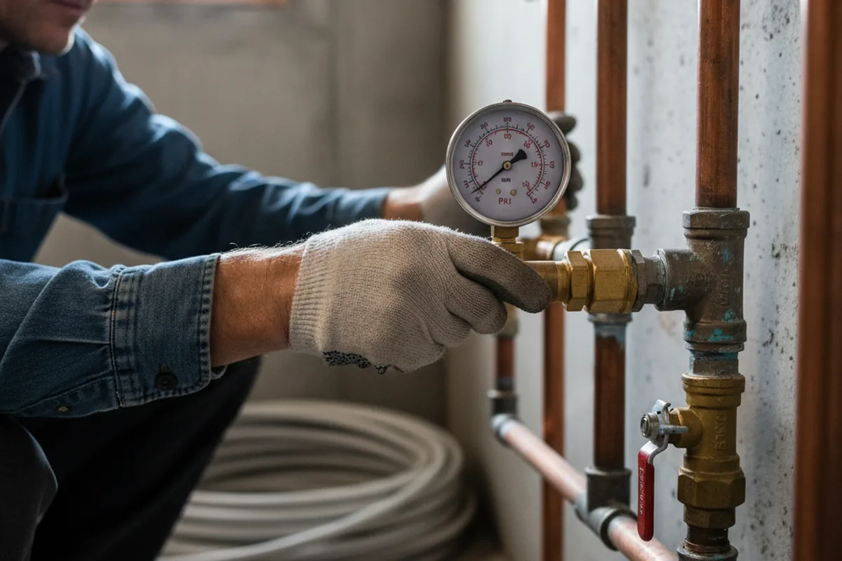 Pressure testing a repaired line during Water Line Repair in Lurgan